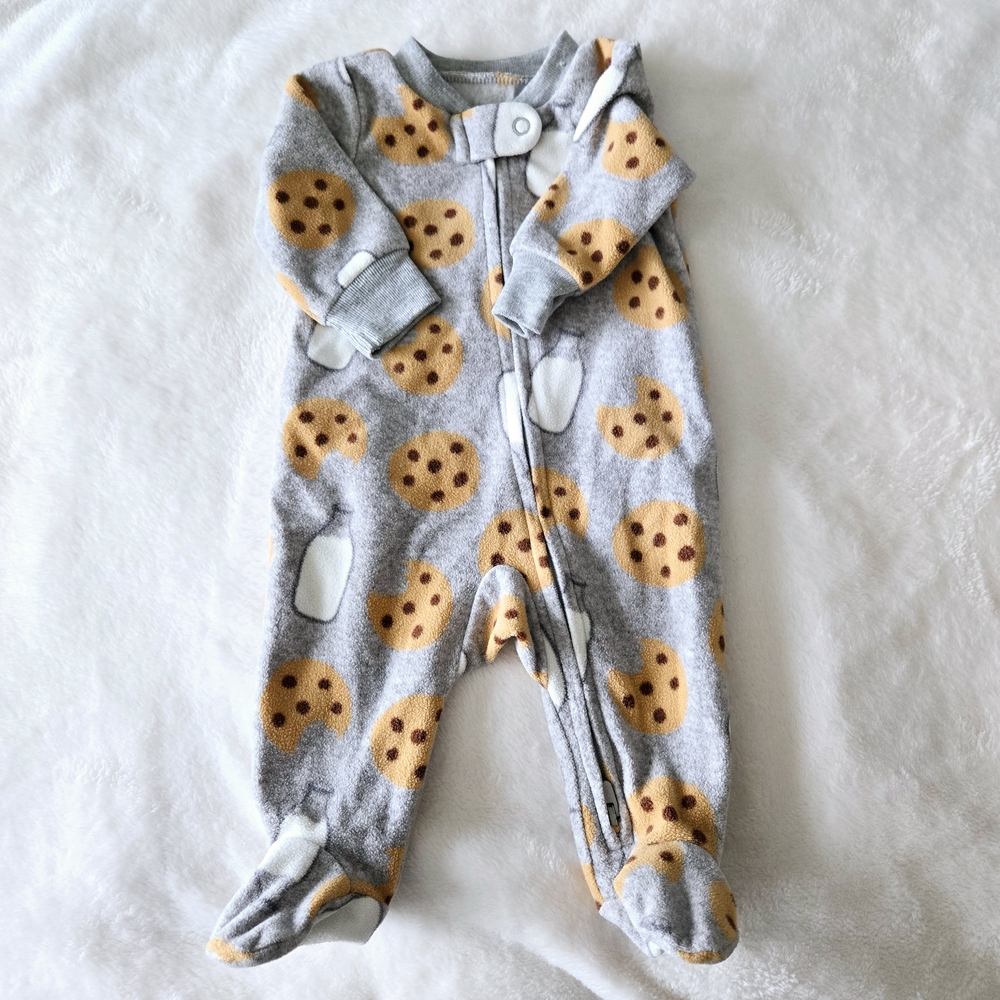 Carter's Cookies & Milk Fleece Footed One Piece with Zipper